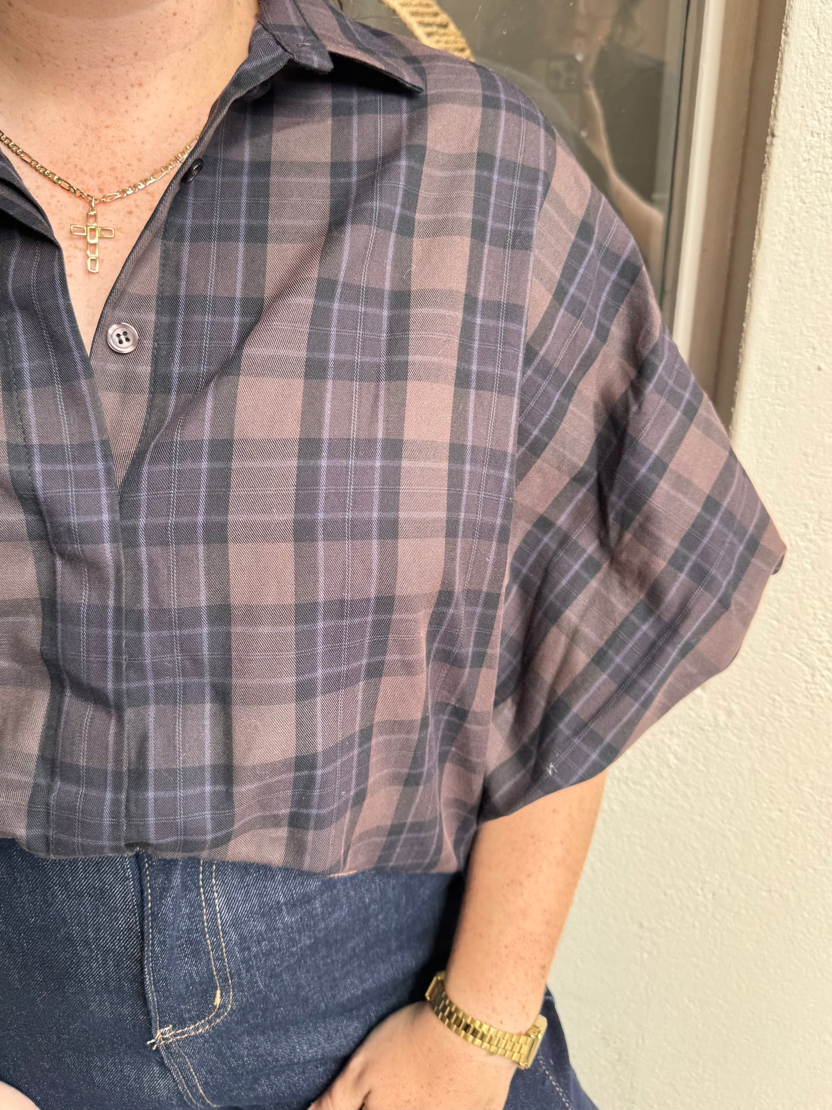Blouse Seppe Bruin/donkerblauw