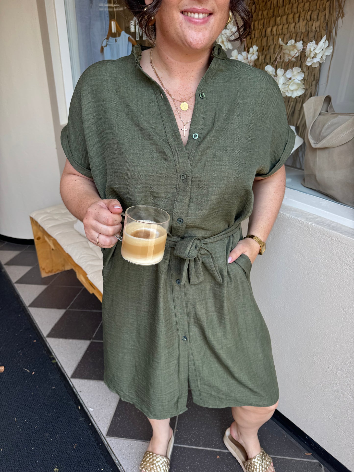 Jurk Ella legergroen