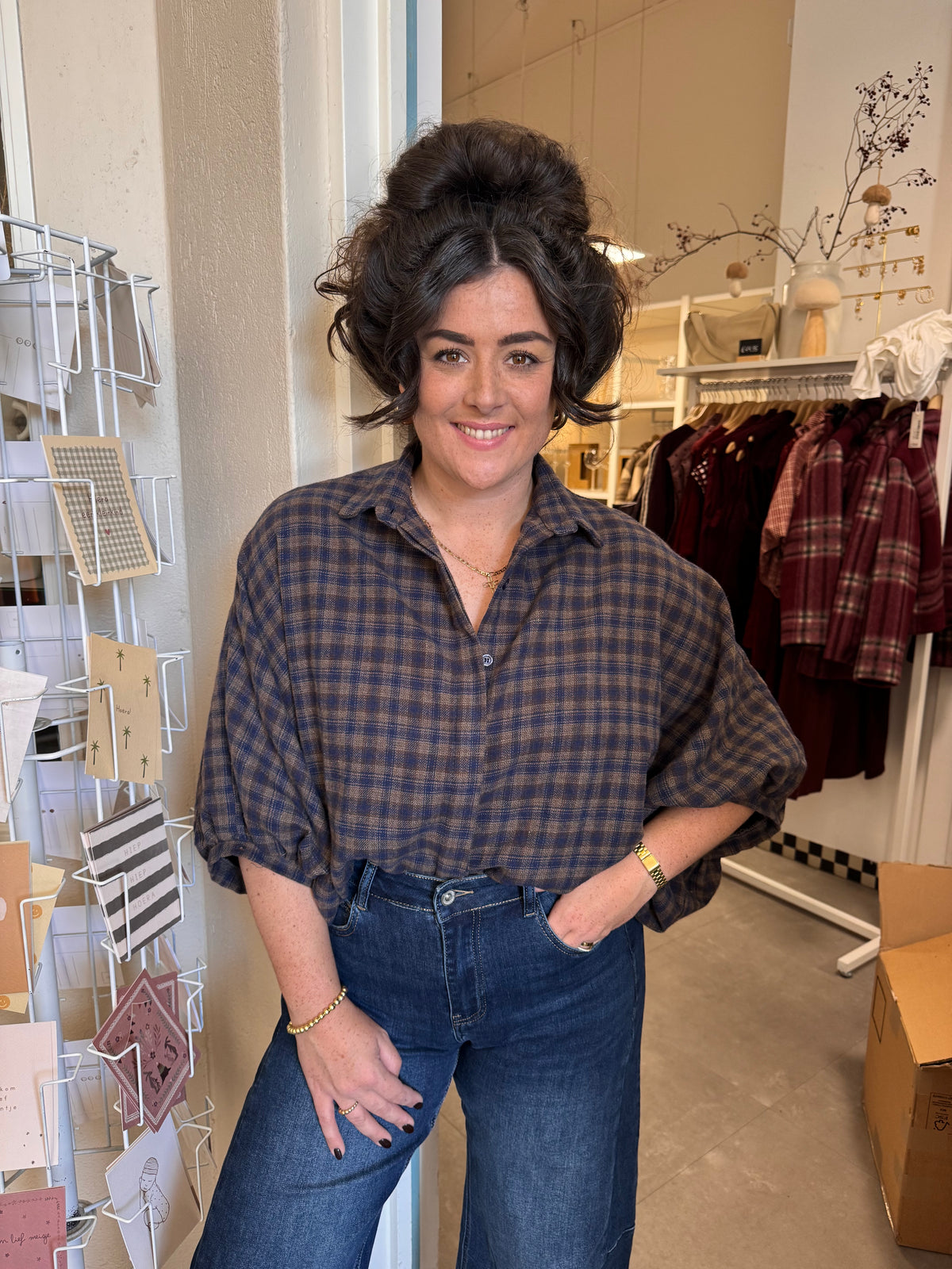 Blouse Seppe blauw/bruin