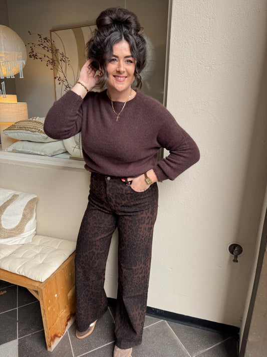 Jeans Leopard bruin