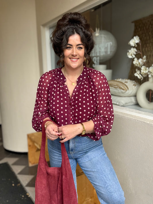 Blouse Polka Dot Bordeaux
